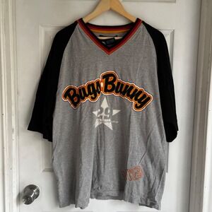 LOT29 Bugs Bunny 29 Star Baseball Jersey‎ Tee Shirt XL Gray Black Orange